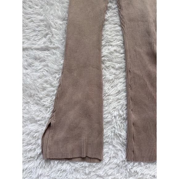 Pink Rose women's sz. M tan rayon blend flared soft waist ribbed pants. SOFT - Picture 11 of 13